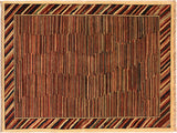 Modern Gabbeh Georgian Blue/Red Wool Rug - 3'3'' x 4'9''