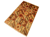Shabby Chic Gabbeh Magda Beige/Brown Wool Rug - 3'0'' x 4'10''