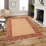 Handmade Kafakz Chobi Ziegler Modern Contemporary Beige Brown Hand Knotted Rectangel Hand Knotted 100% Vegetable Dyed wool area rug 6 x 9
