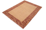 Handmade Kafakz Chobi Ziegler Modern Contemporary Beige Brown Hand Knotted Rectangel Hand Knotted 100% Vegetable Dyed wool area rug 6 x 9