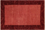 Handmade Kafakz Chobi Ziegler Modern Contemporary Red Red Hand Knotted Rectangel Hand Knotted 100% Vegetable Dyed wool area rug 6 x 8