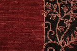 Handmade Kafakz Chobi Ziegler Modern Contemporary Red Black Hand Knotted Rectangel Hand Knotted 100% Vegetable Dyed wool area rug 6 x 10