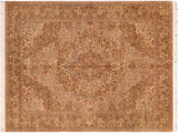 handmade Traditional Farahan Taupe Green Hand Knotted RECTANGLE 100% WOOL area rug 6x9