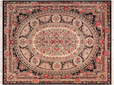 handmade Traditional Abusson Black Beige Hand Knotted RECTANGLE 100% WOOL area rug 8x10