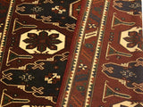 handmade Geometric Kargahi Brown Blue Hand Knotted RECTANGLE 100% WOOL area rug 5x6