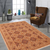 handmade Transitional Kafkaz Chobi Ziegler Brown Gold Hand Knotted RECTANGLE 100% WOOL area rug 6 x 8