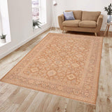handmade Transitional Kafkaz Chobi Ziegler Brown Tan Hand Knotted RECTANGLE 100% WOOL area rug 6 x 9